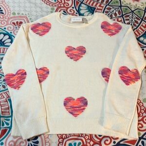 EUC-Girls Rainbow Space Dye Heart Sweater - Bunnys Tail *** Size 10/12